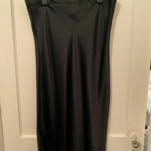 Rachel Zoe black satin midi skirt Sz XL
